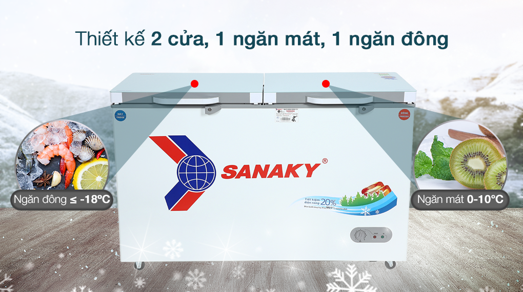 Tủ đông Sanaky 280 lít TD.VH4099W2KD - Thiết kế Tủ đông Sanaky 280 lít TD.VH4099W2KD - Thiết kế